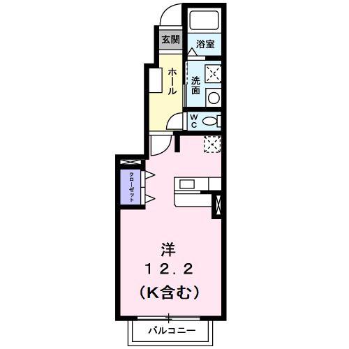 エアリー谷口B(ワンルーム/1階)の間取り写真