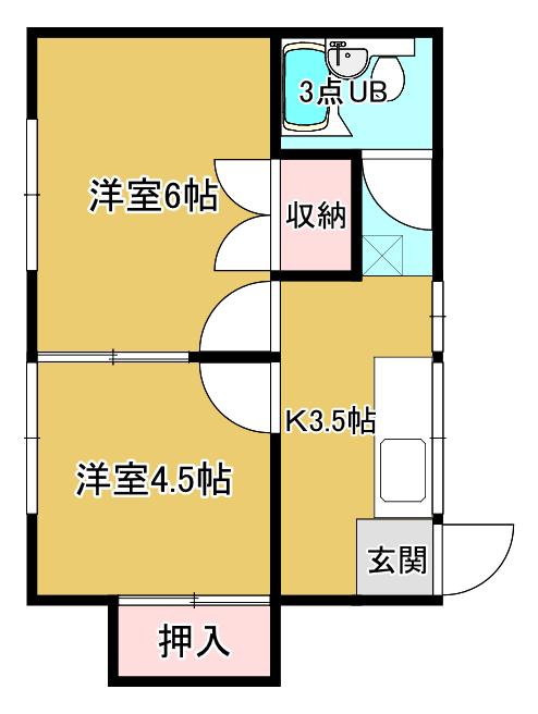 舞ハウス(2K/2階)の間取り写真