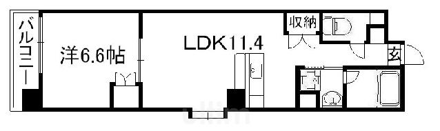 ベラジオ四条烏丸III(1LDK/3階)の間取り写真