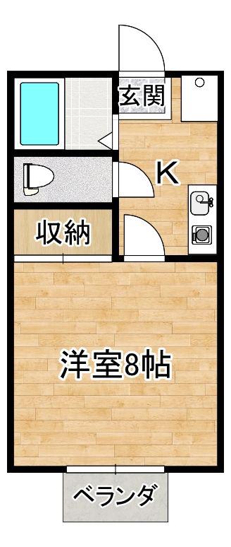 アルティームD(1K/1階)の間取り写真