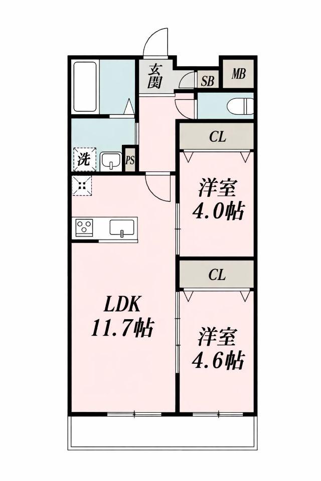 GROWTH NISHIKI(2LDK/3階)の間取り写真