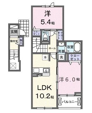 フォルトゥーナ 播磨(2LDK/2階)の間取り写真