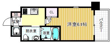 エスリード福島ウエスト(1K/13階)の間取り写真