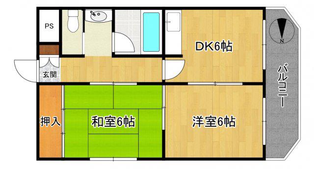 松下都島マンション(2DK/2階)の間取り写真