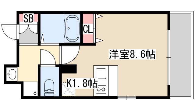 プレサンス三宮花時計前(1K/4階)の間取り写真