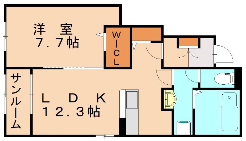 ウィスタリア I(1LDK/1階)の間取り写真
