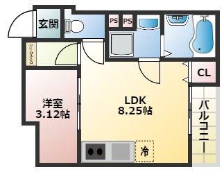 THE NOBLES 花畑駅前(1LDK/3階)の間取り写真