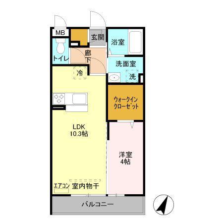 MY TIARA(1LDK/2階)の間取り写真