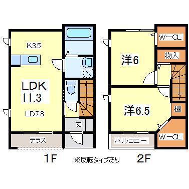 コルトーナG棟(2LDK/1階)の間取り写真