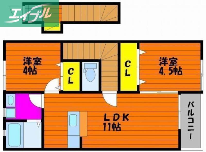 I.S延友 C棟(2LDK/2階)の間取り写真