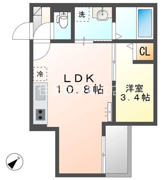 JACK SHINSAKAEI(1LDK/3階)の間取り写真