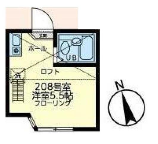 ユナイト南太田ケリースレーター(ワンルーム/2階)の間取り写真