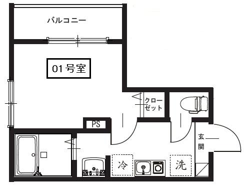 MELDIA関原2丁目 19(1K/2階)の間取り写真