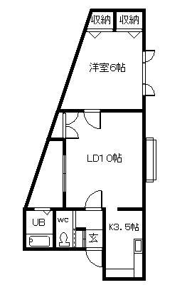ツインクル壱番舘(1LDK/2階)の間取り写真