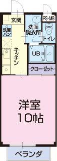 グリーン廣本(1K/1階)の間取り写真