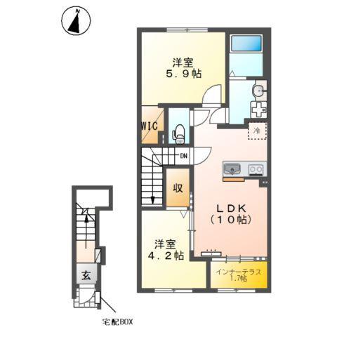 ORIENTAL COURT(2LDK/2階)の間取り写真