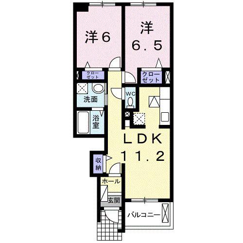 オレンジソーワ(2LDK/1階)の間取り写真