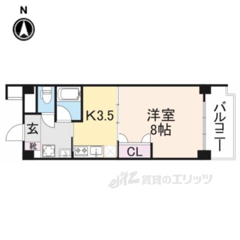 カリーノカサメント東中振(1K/2階)の間取り写真