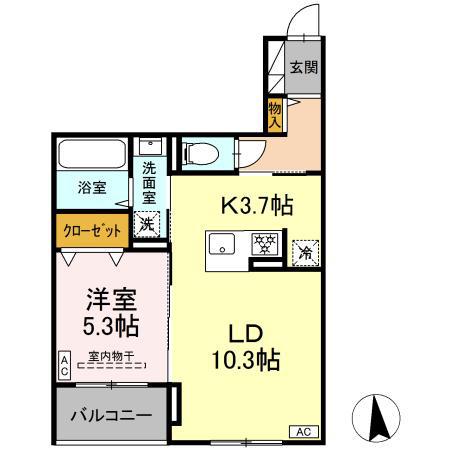 CLASSEUM仙台小田原 IV(1LDK/2階)の間取り写真