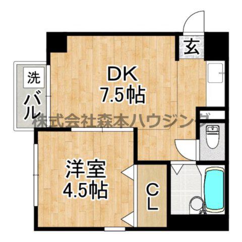 チェリー広野(1DK/3階)の間取り写真