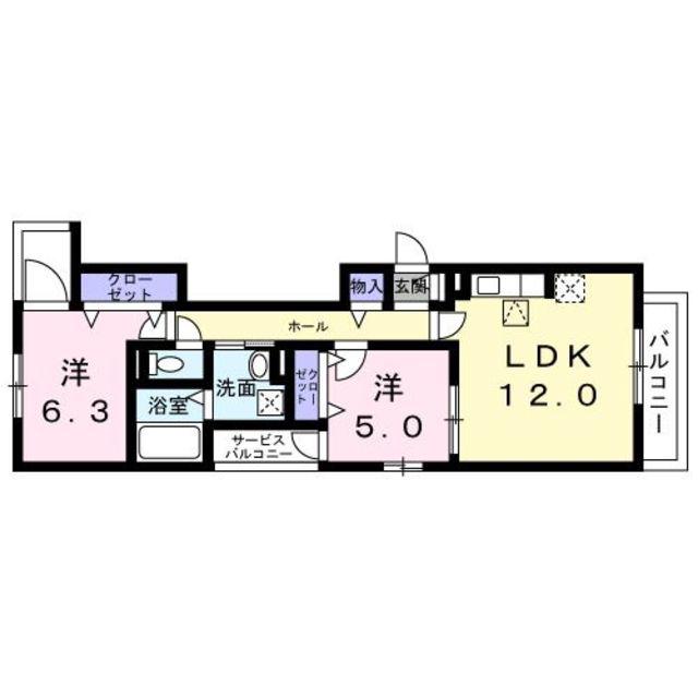 パル茨木(2LDK/2階)の間取り写真