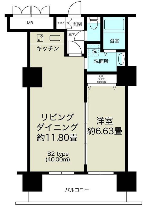 ノルデンタワー新大阪プレミアム(1LDK/2階)の間取り写真