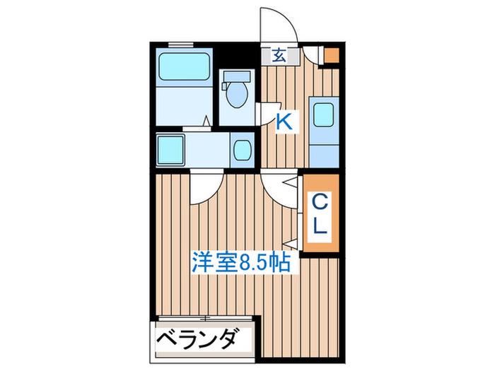 クレフラスト幸町C(1K/2階)の間取り写真