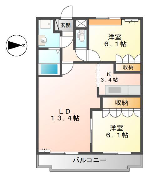 ウィンズ・パレス雅(2LDK/2階)の間取り写真