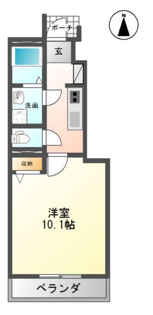ヴァンベールII(1K/1階)の間取り写真