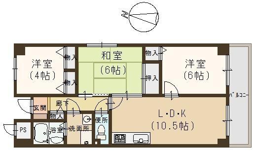 エクセレント今寺(3LDK/3階)の間取り写真