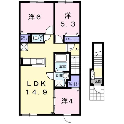 フィーリエ(3LDK/2階)の間取り写真