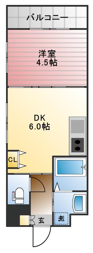 IT026壱番館(1DK/6階)の間取り写真