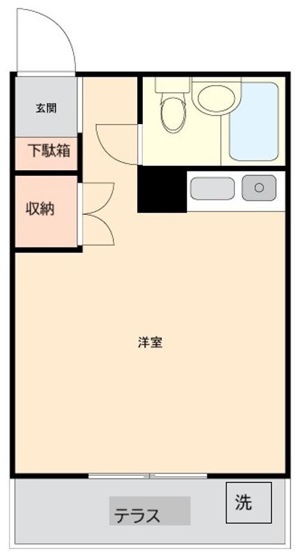 オレンジコートヒヨシ(ワンルーム/1階)の間取り写真