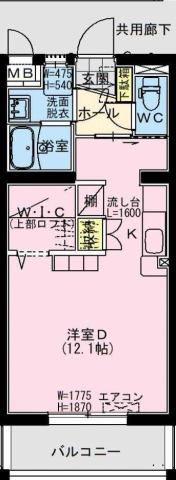 ベルビルJ(ワンルーム/4階)の間取り写真