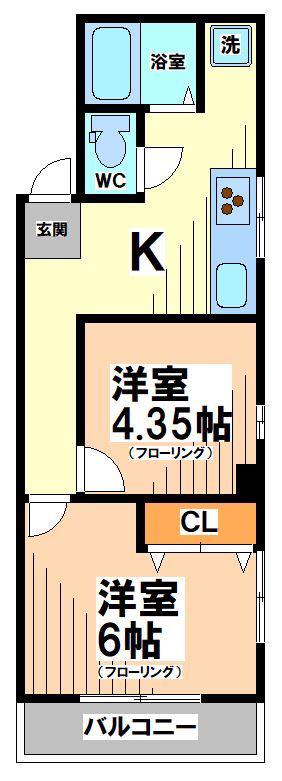 TFTビル(2K/6階)の間取り写真