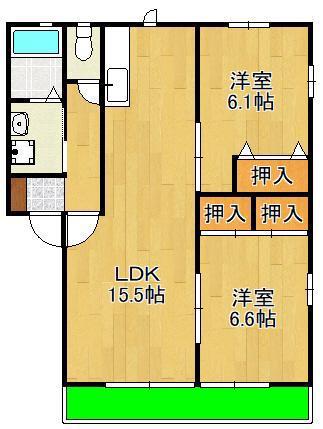 アヴェニールパルク21IIA棟(2LDK/1階)の間取り写真