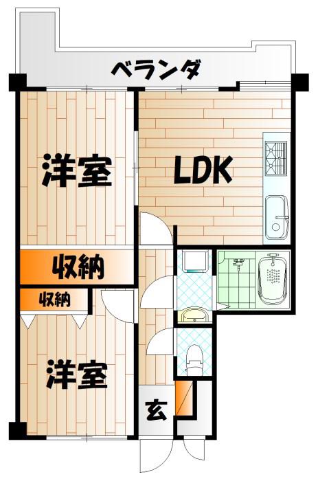 トーカンマンション片野(2LDK/7階)の間取り写真