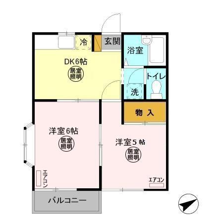 コーポフロンティアI(2DK/2階)の間取り写真
