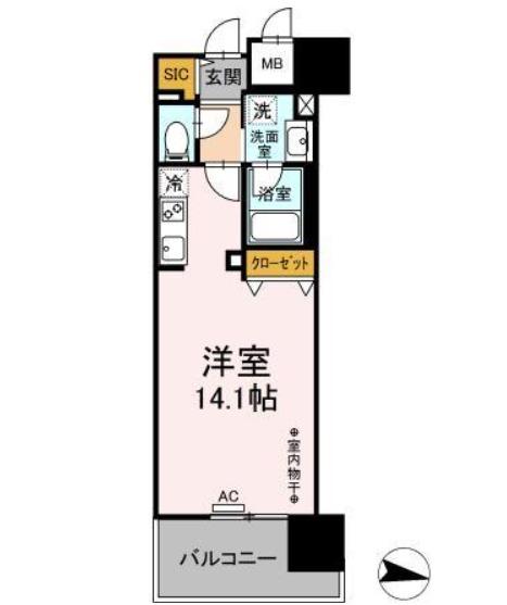 PARK AVENUE イースト(ワンルーム/5階)の間取り写真