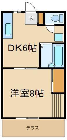 ハイムテルB(1DK/1階)の間取り写真