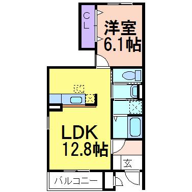 アニメート・ヴィラC(1LDK/1階)の間取り写真