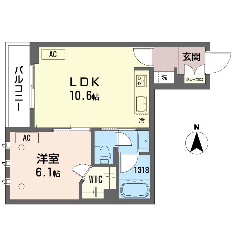 ILL SHINE(1LDK/2階)の間取り写真