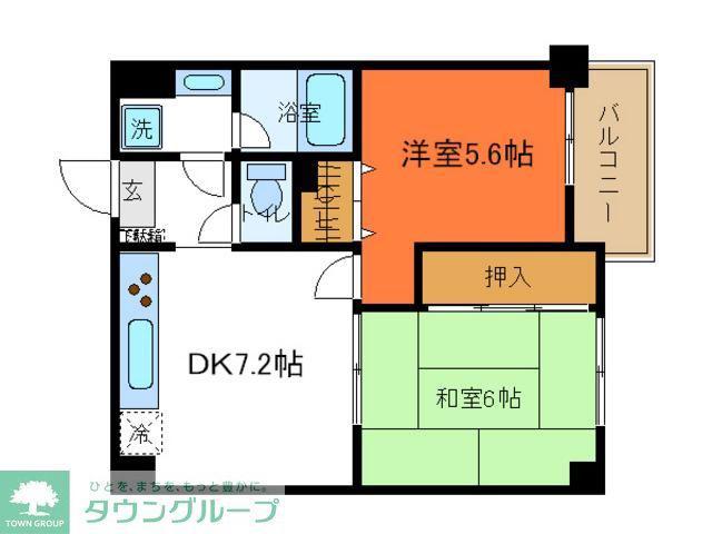 グランシャリオ国立(2LDK/8階)の間取り写真