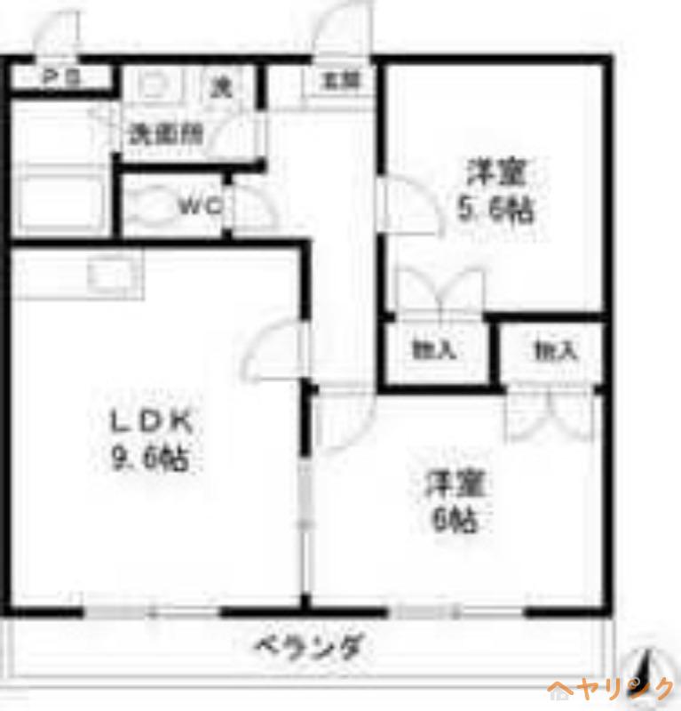 サンアペックス西城(2LDK/3階)の間取り写真
