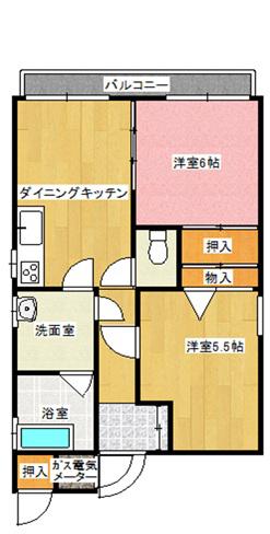 バンガードイン太秦(2DK/1階)の間取り写真