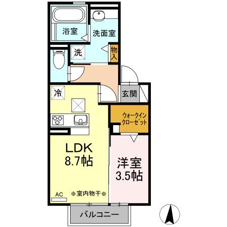 スジュール I(1LDK/1階)の間取り写真