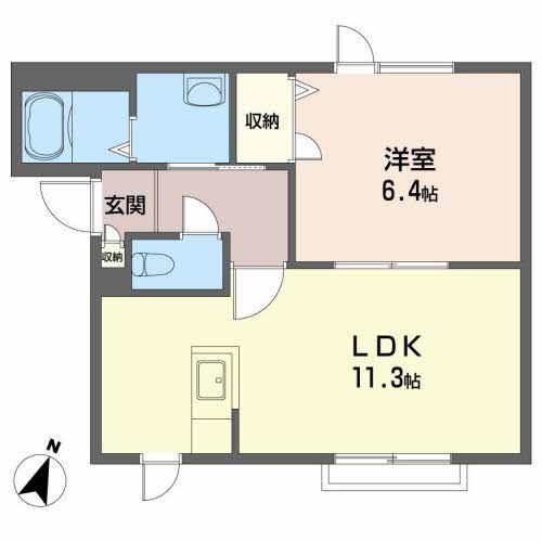 ヴィラージュA(1LDK/2階)の間取り写真