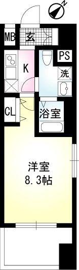 PRISM COURT 川崎(1K/9階)の間取り写真