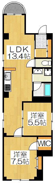 クサン大宮(2LDK/2階)の間取り写真