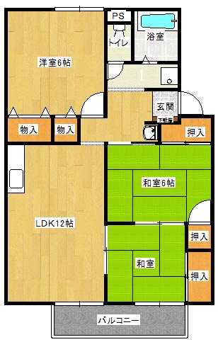 セジュールGOTOII(3LDK/1階)の間取り写真